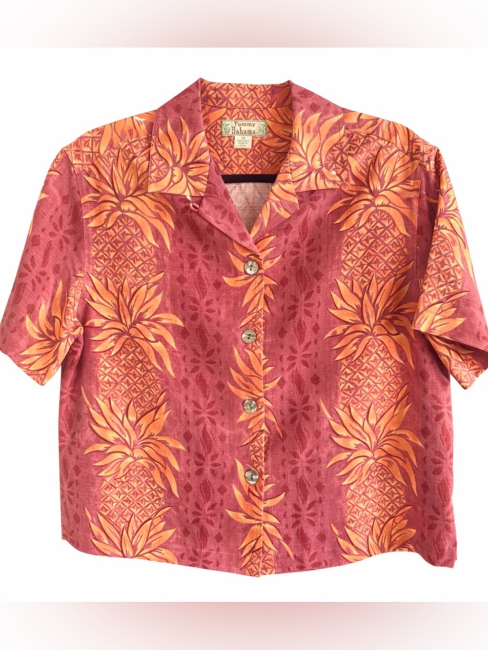 Tommy Bahama Hawaiian Orange and Red Pineapple 🍍 Silk Shirt